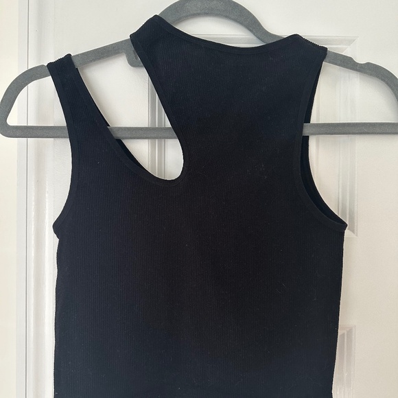 Asymmetrical Neck Rib-knit Crop Top - Picture 3 of 3